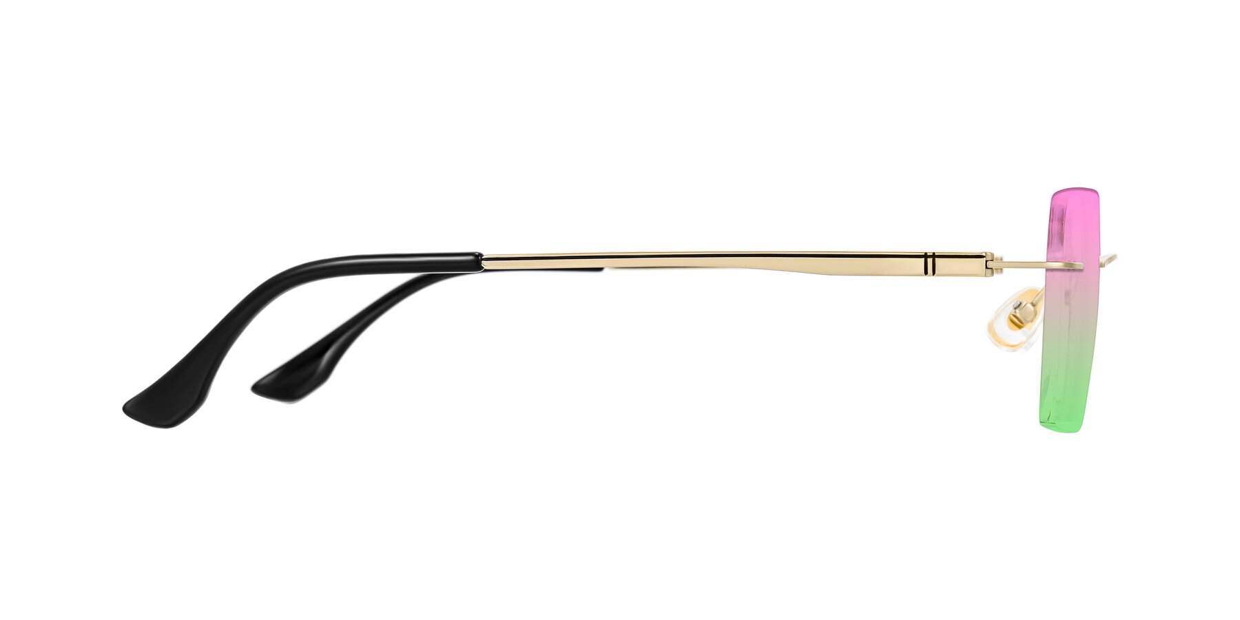 Side of Tranquil in Gold with Pink / Green Gradient Lenses