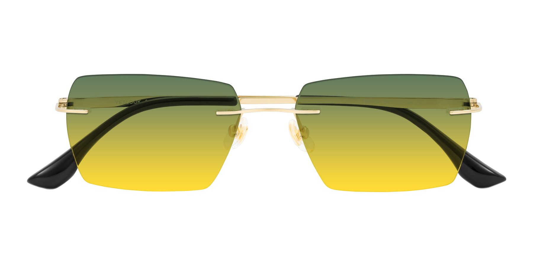 Folded Front of Tranquil in Gold with Green / Yellow Gradient Lenses