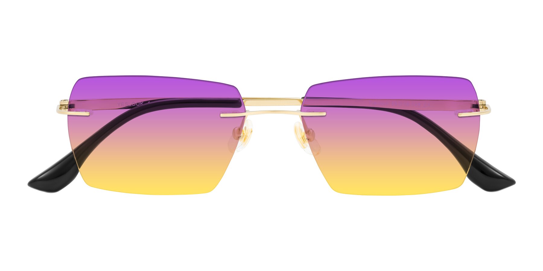 Folded Front of Tranquil in Gold with Purple / Yellow Gradient Lenses