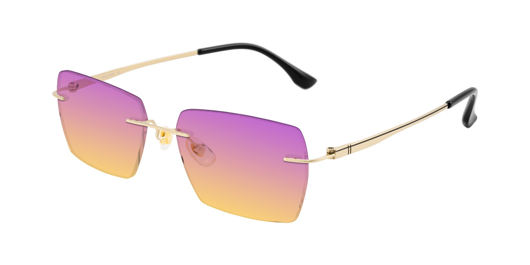 Angle of Tranquil in Gold with Purple / Yellow Gradient Lenses