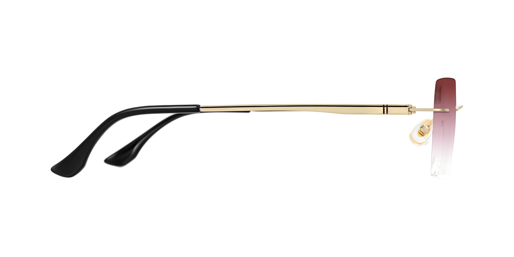 Side of Tranquil in Gold with Garnet Gradient Lenses