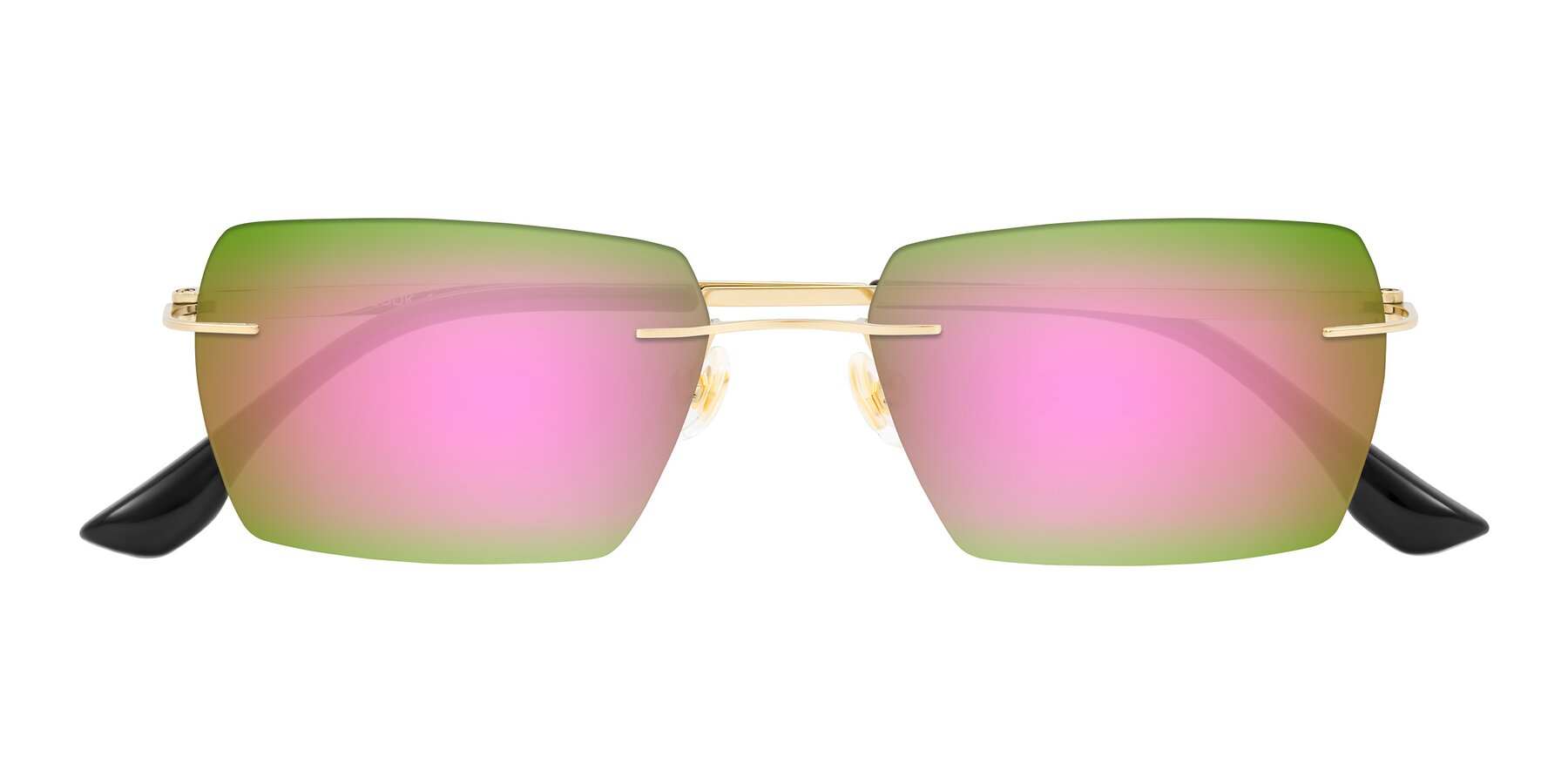 Folded Front of Tranquil in Gold with Pink Mirrored Lenses