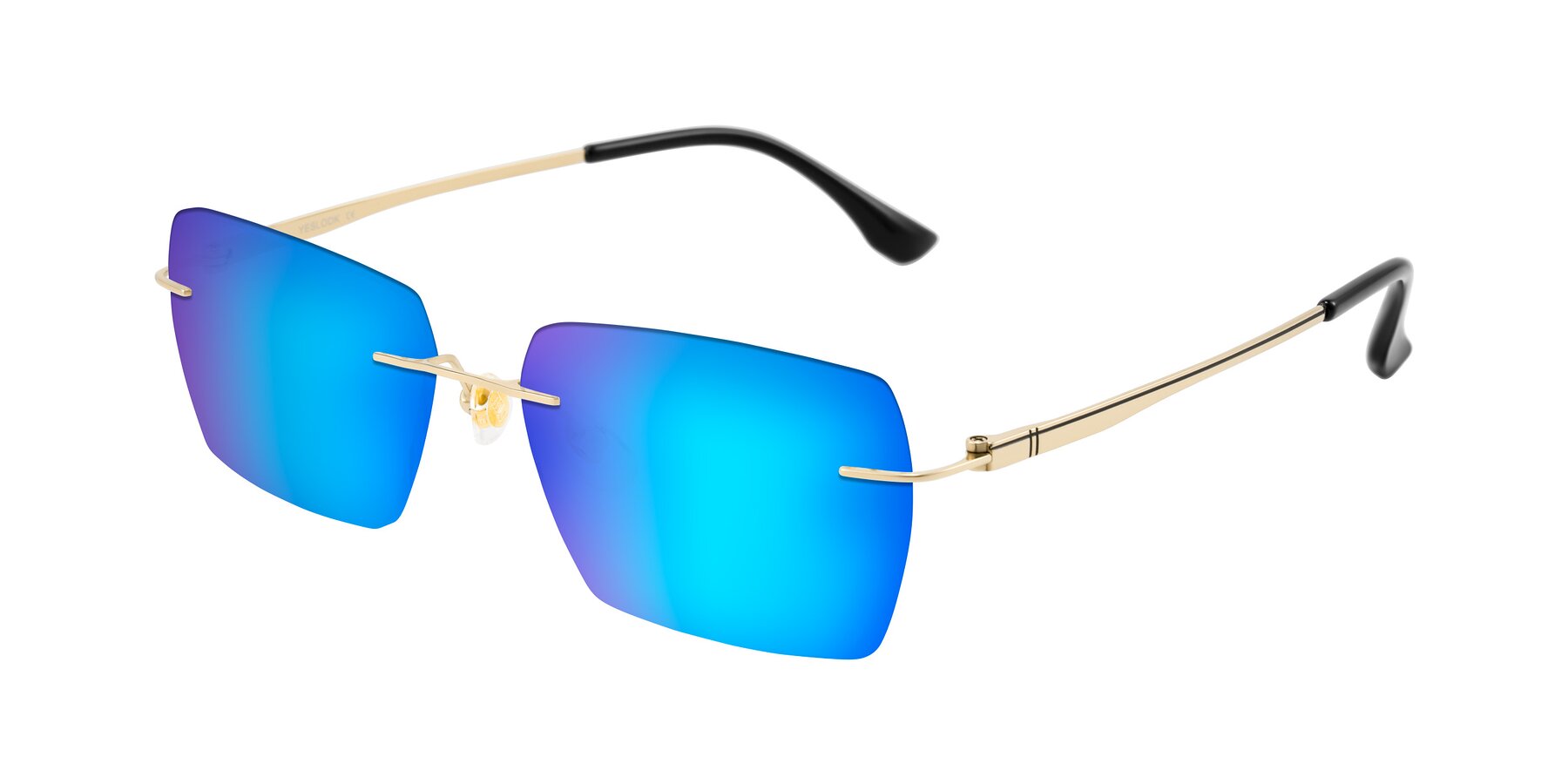 Angle of Tranquil in Gold with Blue Mirrored Lenses