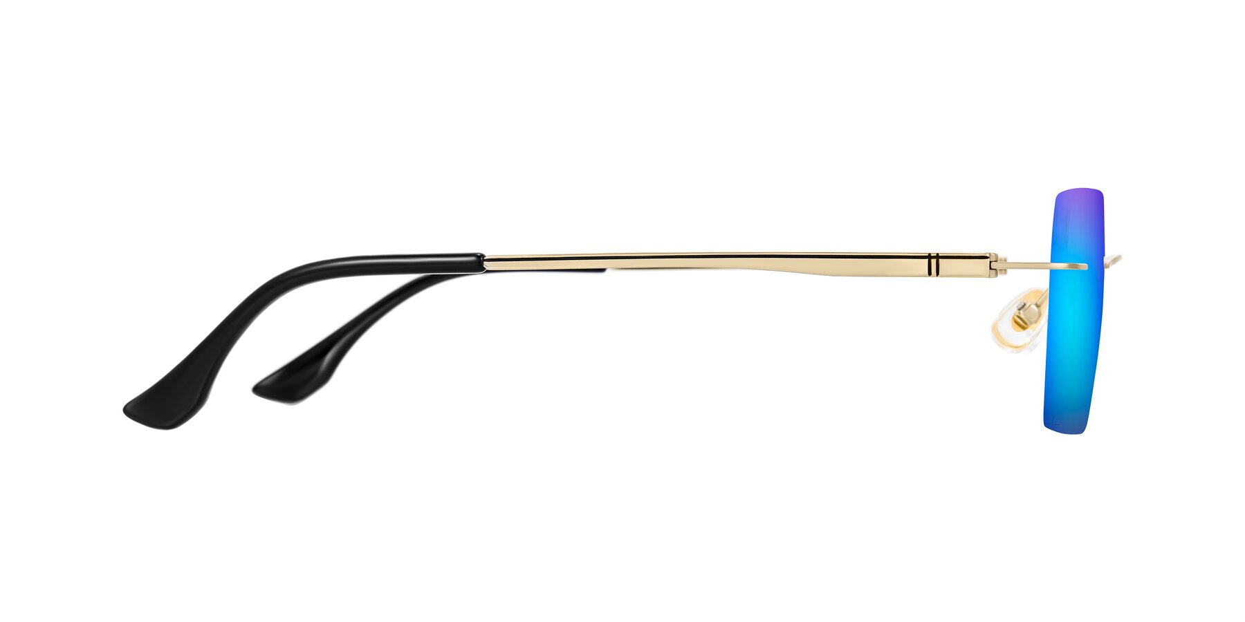 Side of Tranquil in Gold with Blue Mirrored Lenses