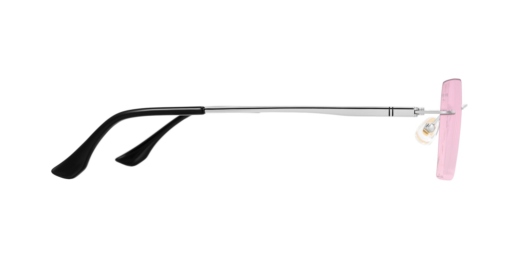Side of Tranquil in Silver with Light Pink Tinted Lenses