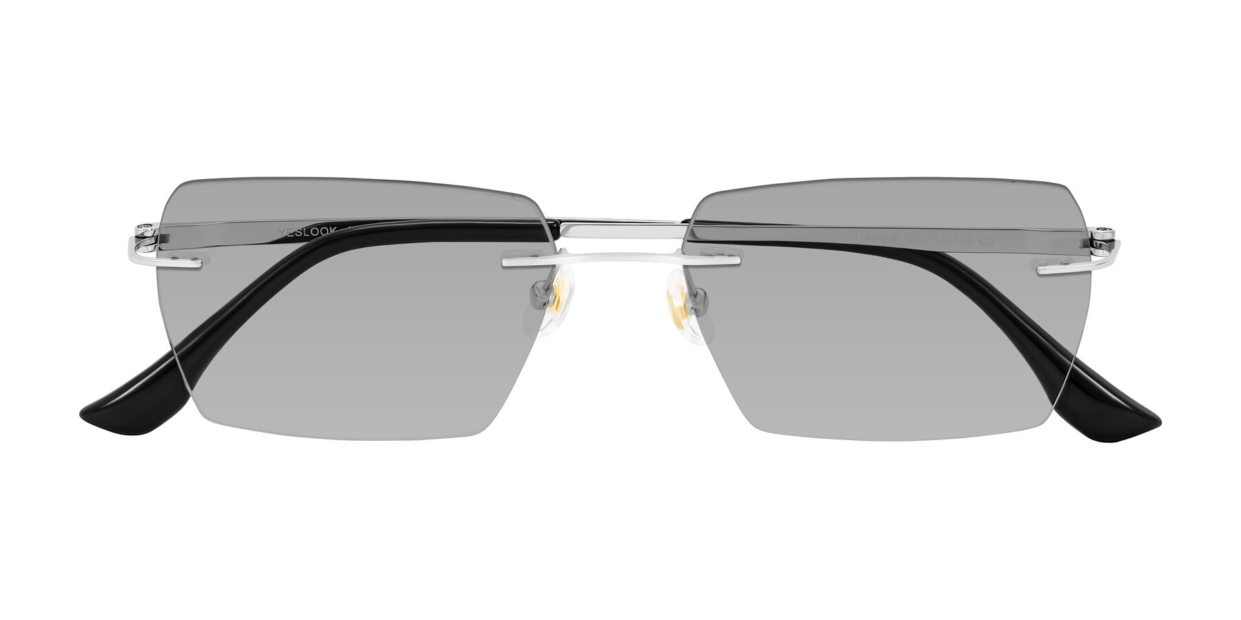 Folded Front of Tranquil in Silver with Light Gray Tinted Lenses