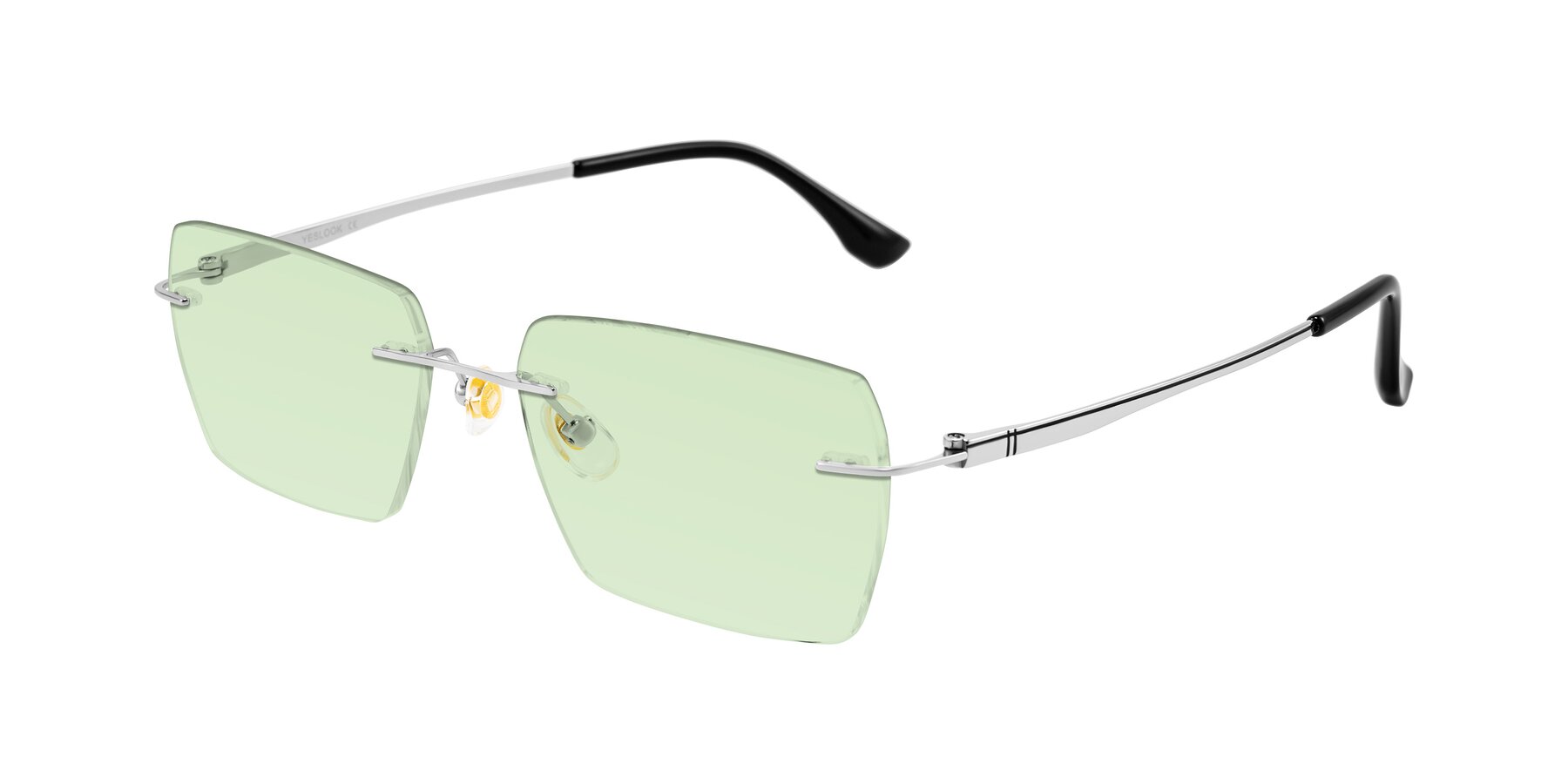 Angle of Tranquil in Silver with Light Green Tinted Lenses