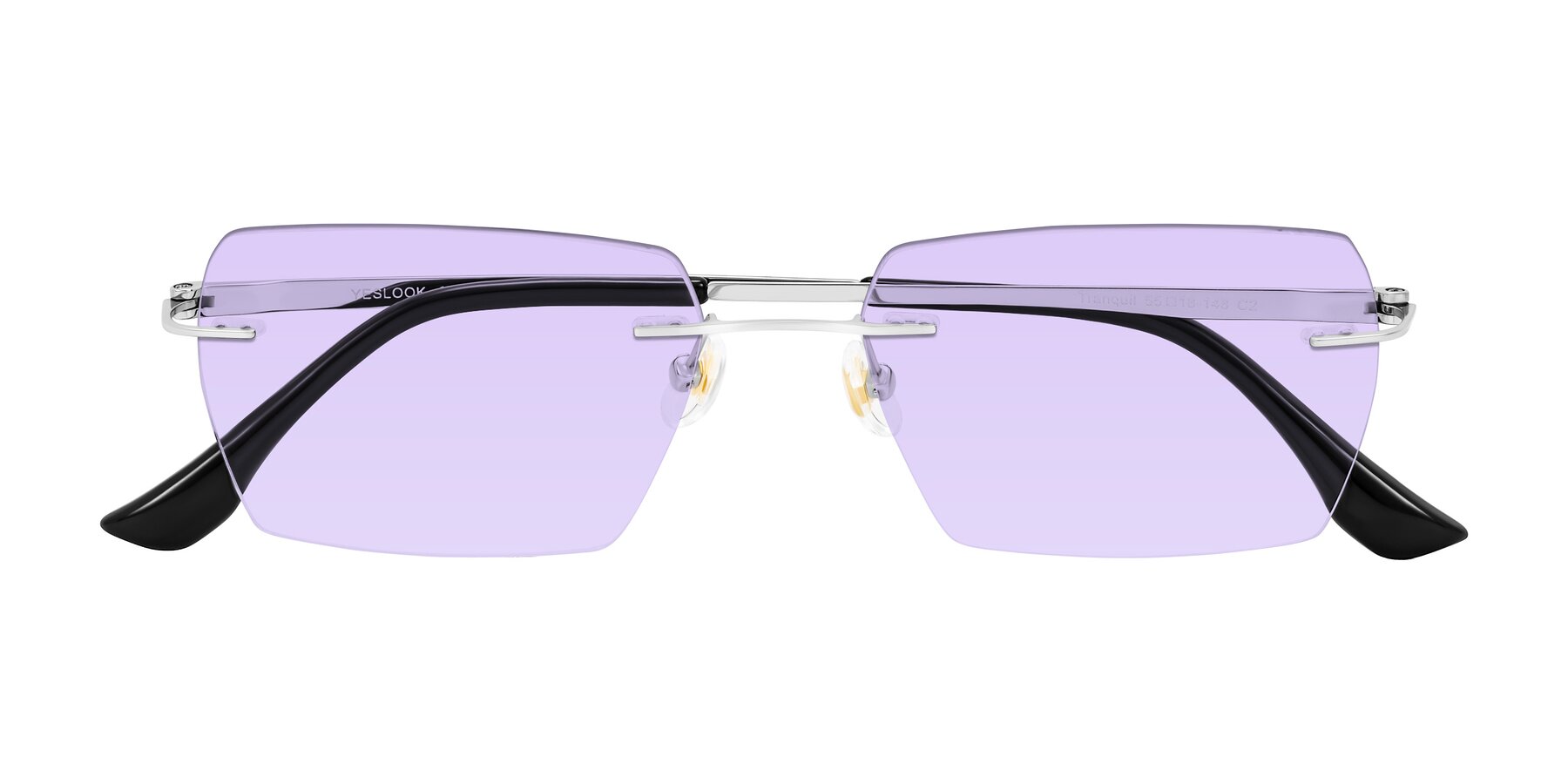Folded Front of Tranquil in Silver with Light Purple Tinted Lenses