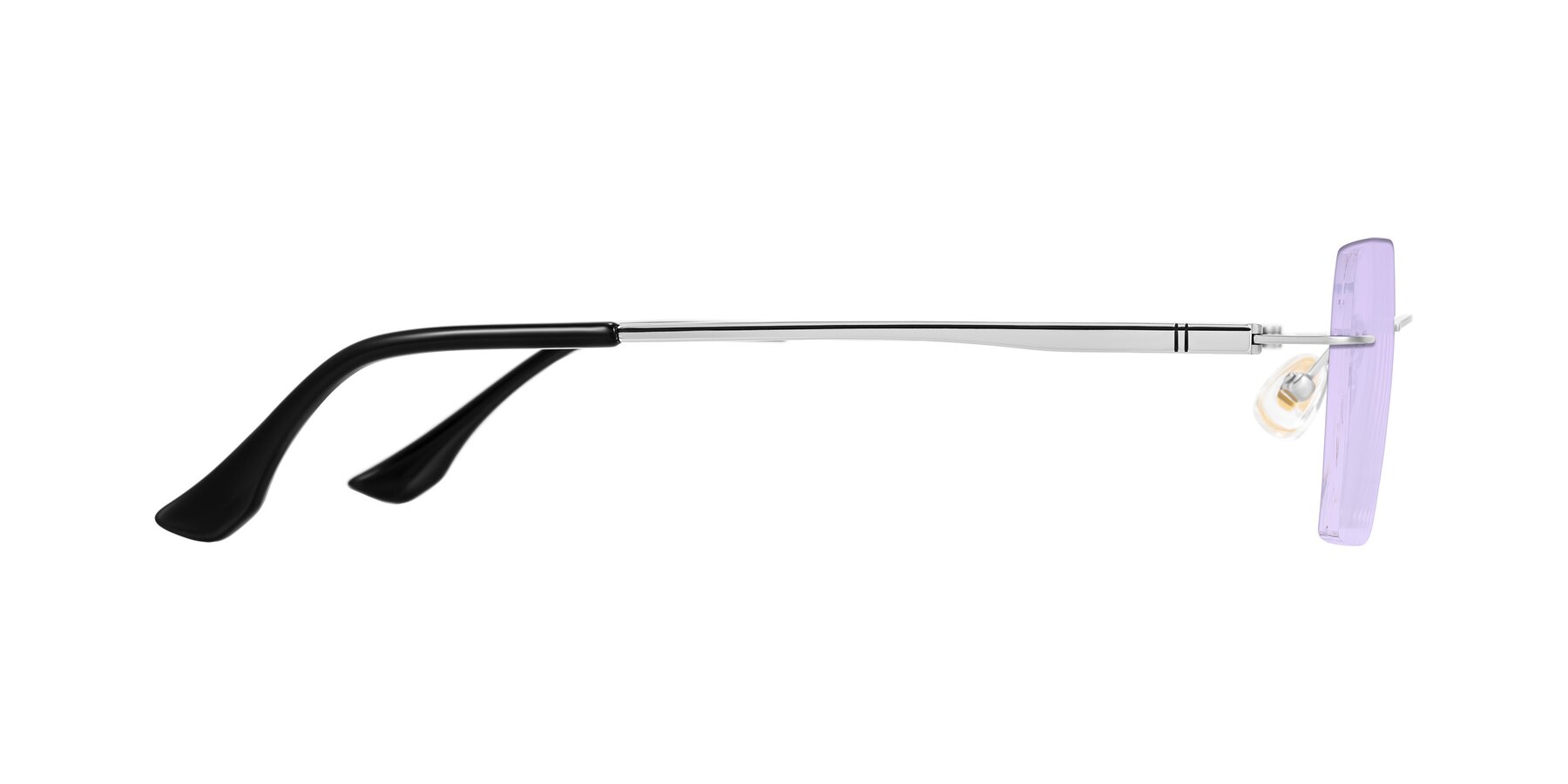 Side of Tranquil in Silver with Light Purple Tinted Lenses