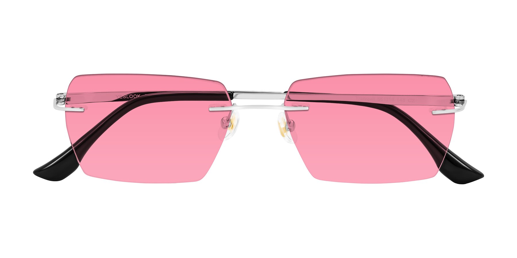 Folded Front of Tranquil in Silver with Pink Tinted Lenses