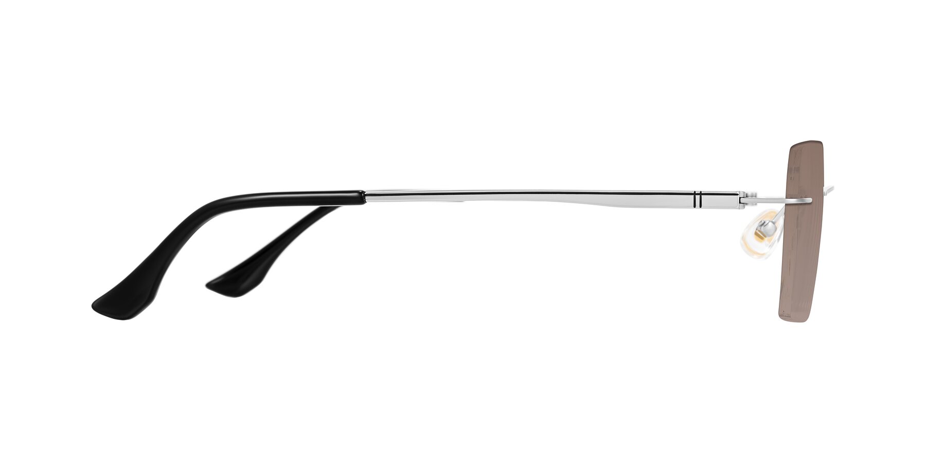 Side of Tranquil in Silver with Medium Brown Tinted Lenses