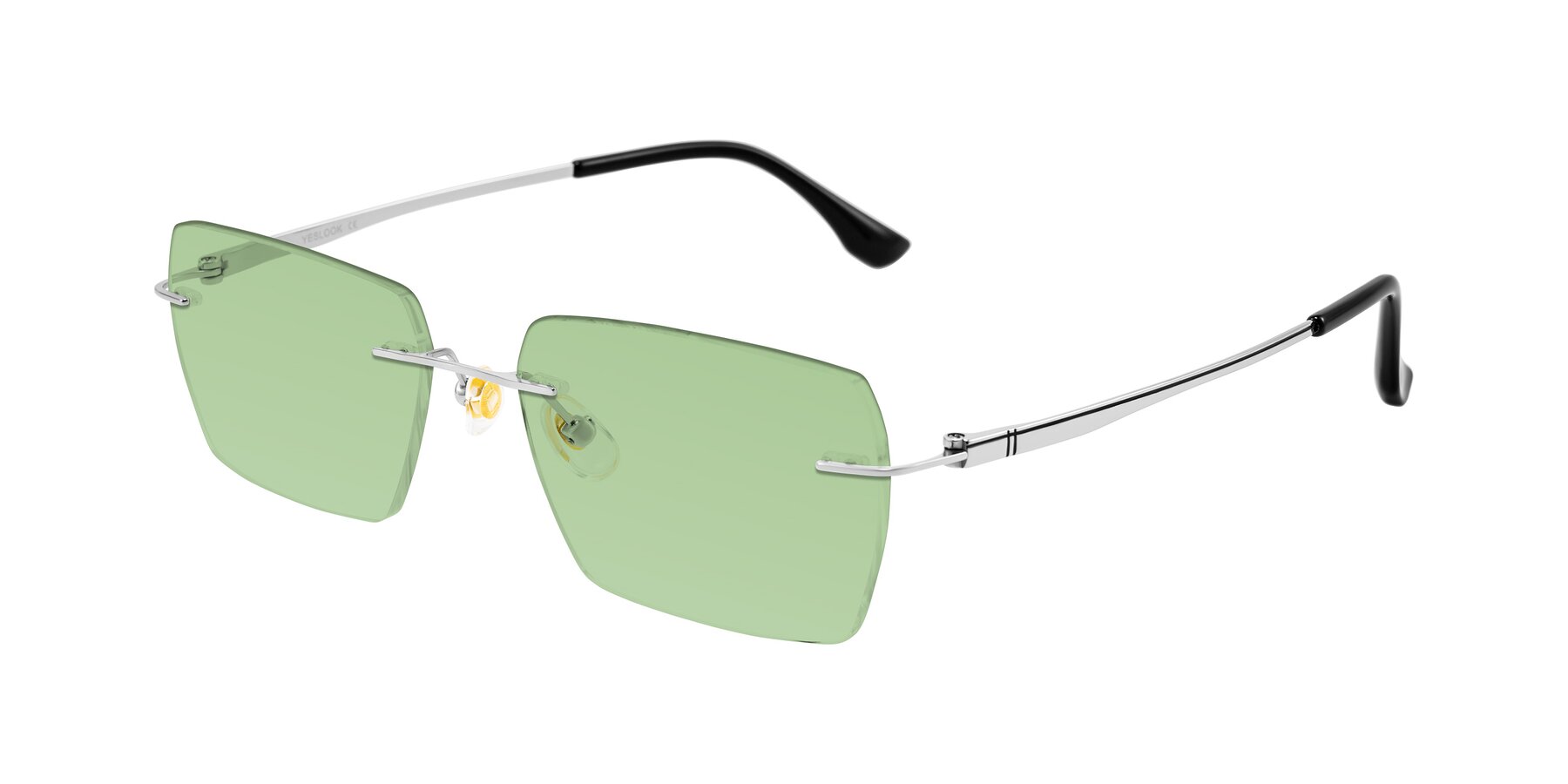 Angle of Tranquil in Silver with Medium Green Tinted Lenses