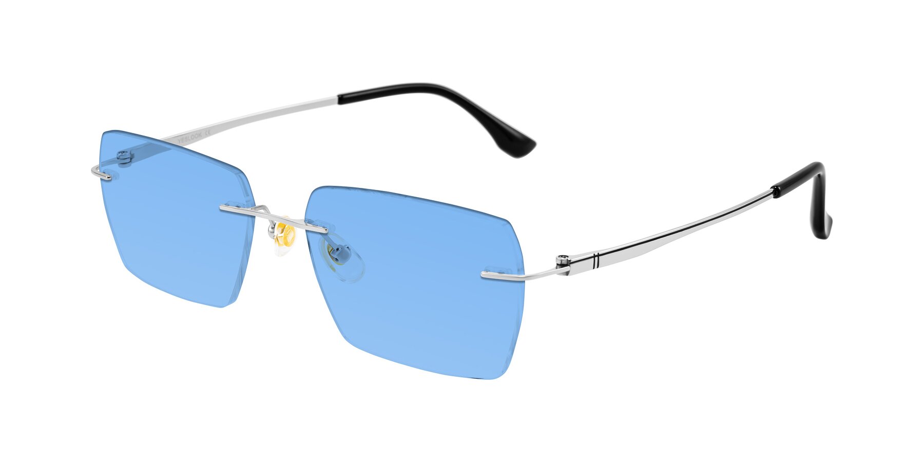 Angle of Tranquil in Silver with Medium Blue Tinted Lenses