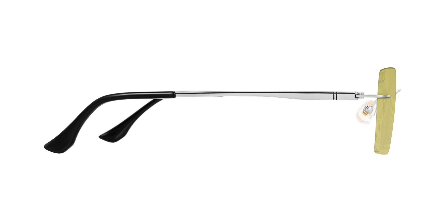 Side of Tranquil in Silver with Medium Champagne Tinted Lenses
