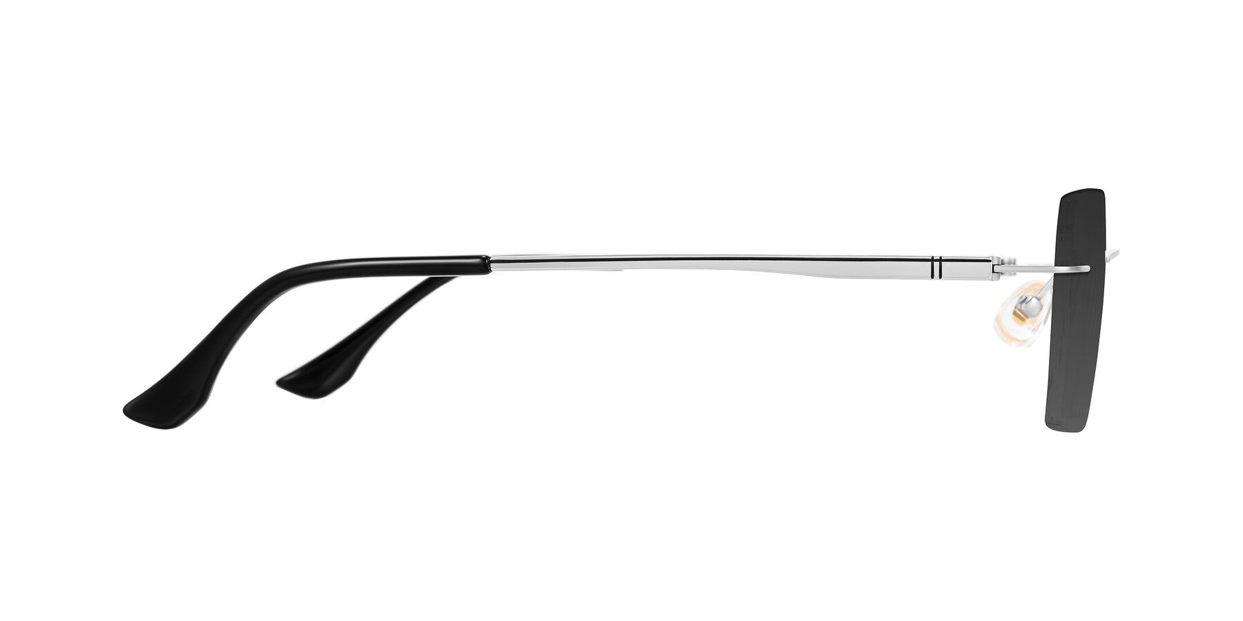 Side of Tranquil in Silver with Gray Tinted Lenses