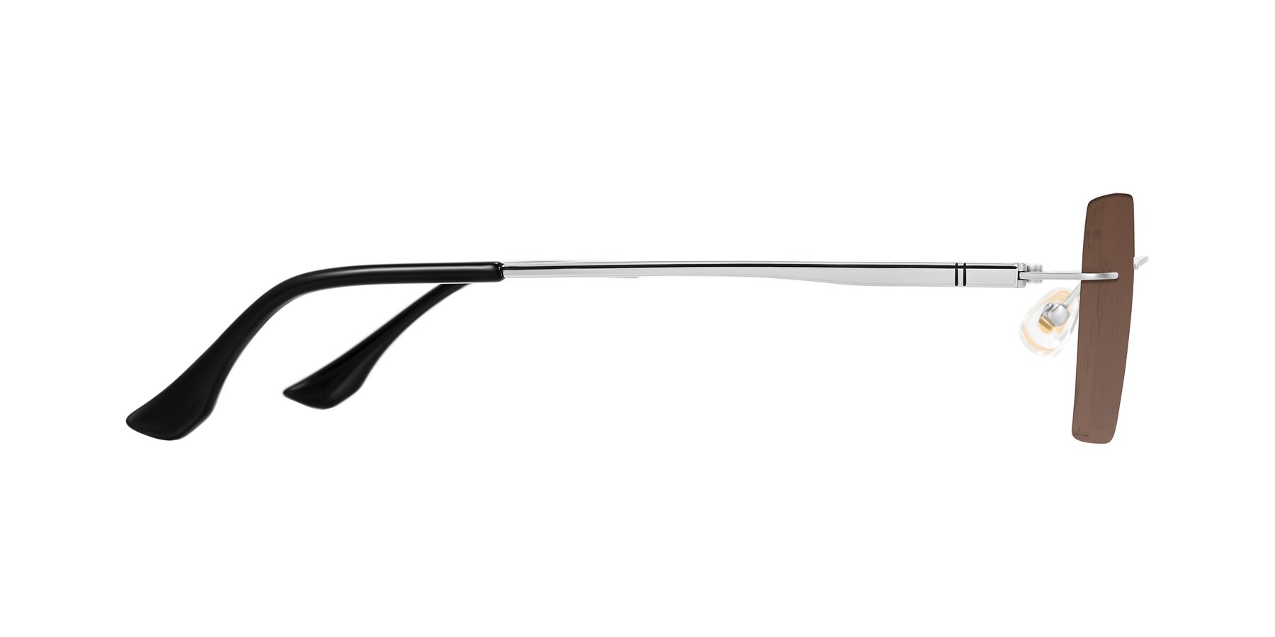 Side of Tranquil in Silver with Brown Tinted Lenses