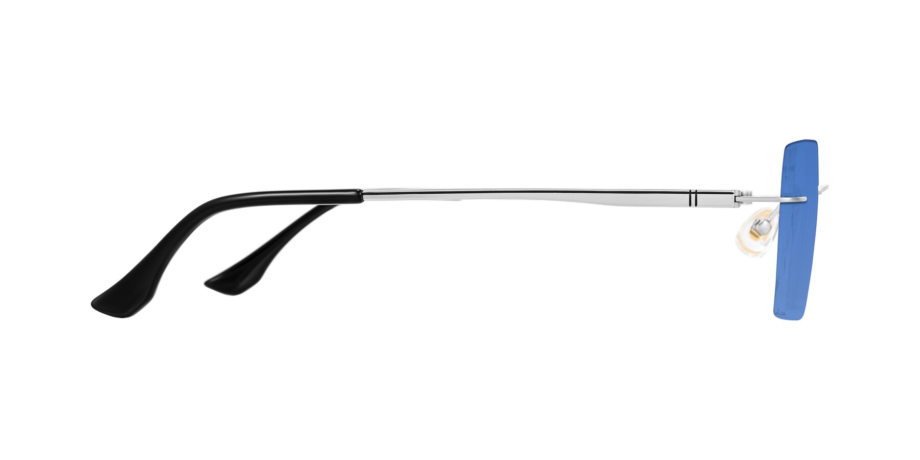 Side of Tranquil in Silver with Blue Tinted Lenses