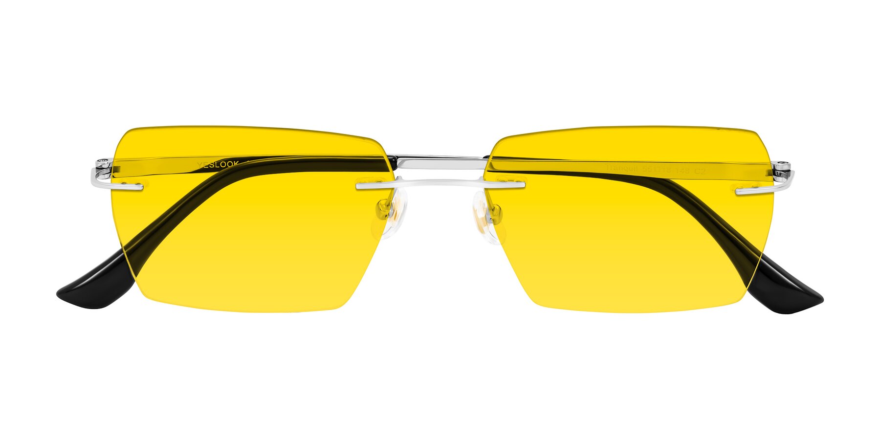 Folded Front of Tranquil in Silver with Yellow Tinted Lenses
