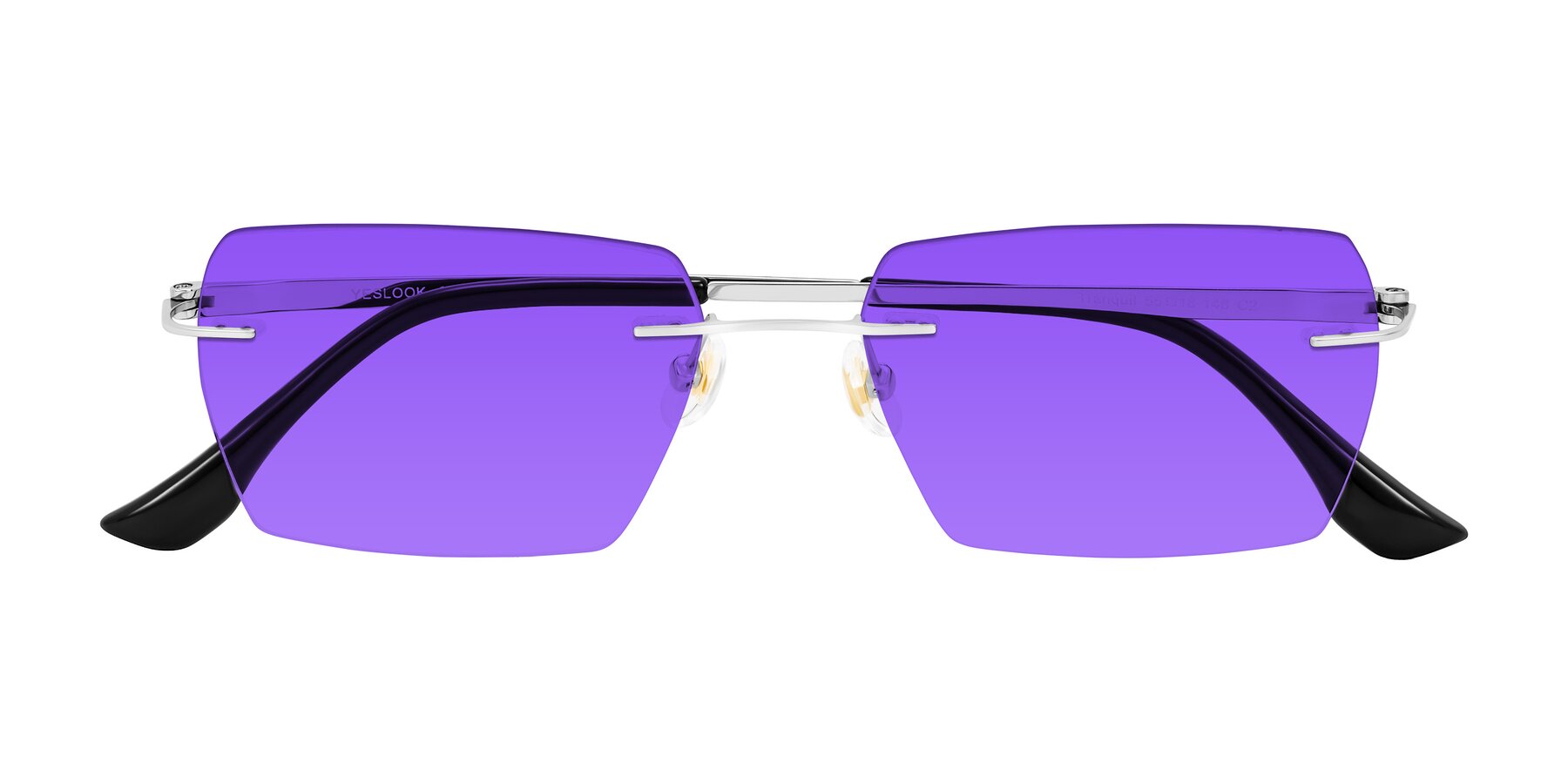 Folded Front of Tranquil in Silver with Purple Tinted Lenses