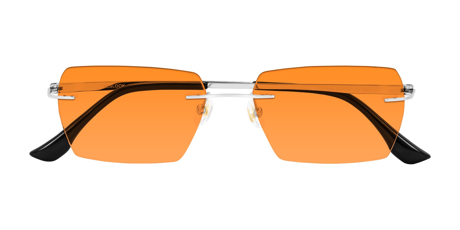 Folded Front of Tranquil in Silver with Orange Tinted Lenses