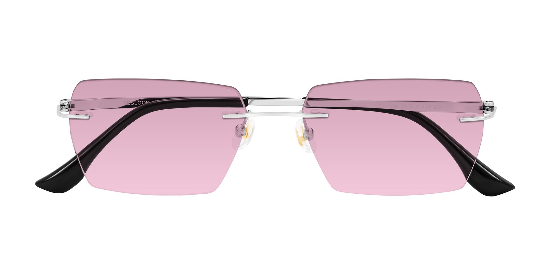 Folded Front of Tranquil in Silver with Light Wine Tinted Lenses