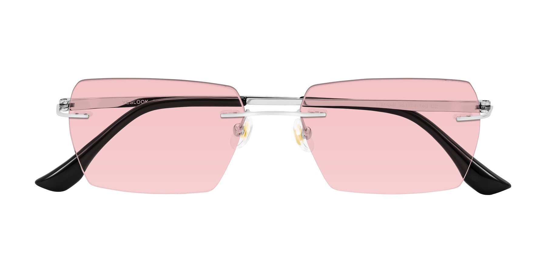 Folded Front of Tranquil in Silver with Light Garnet Tinted Lenses