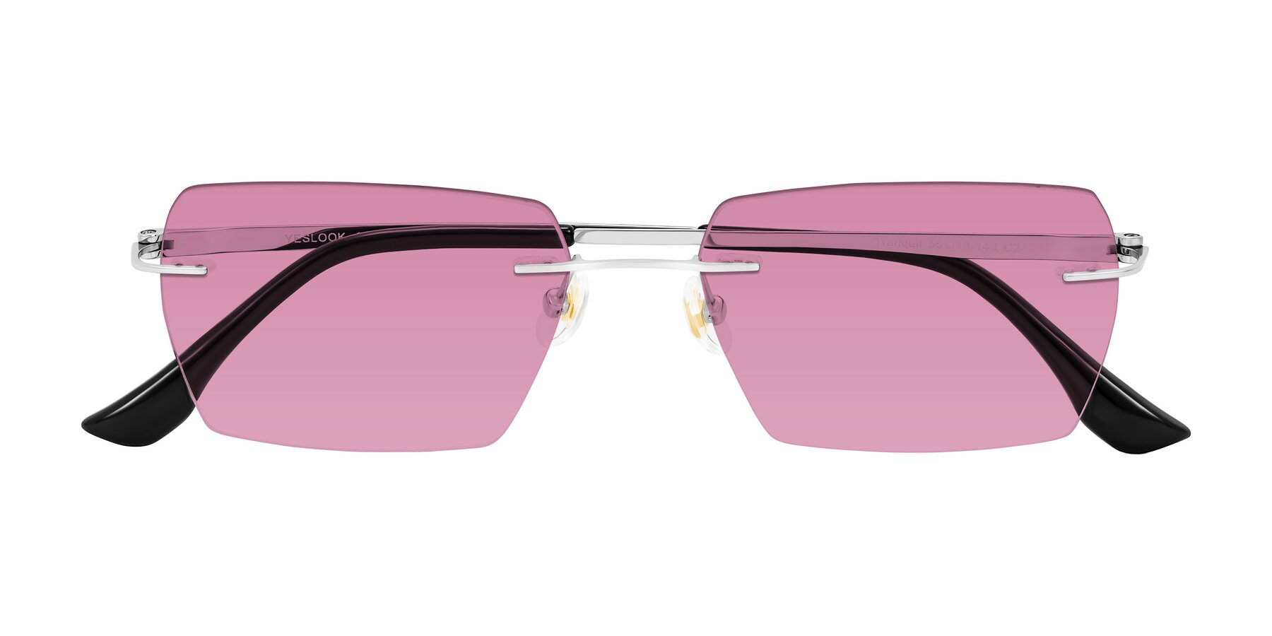 Folded Front of Tranquil in Silver with Medium Wine Tinted Lenses