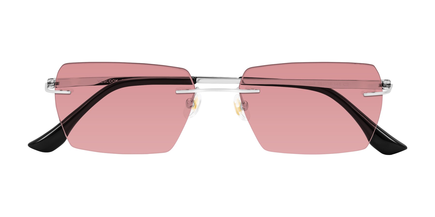 Folded Front of Tranquil in Silver with Medium Garnet Tinted Lenses