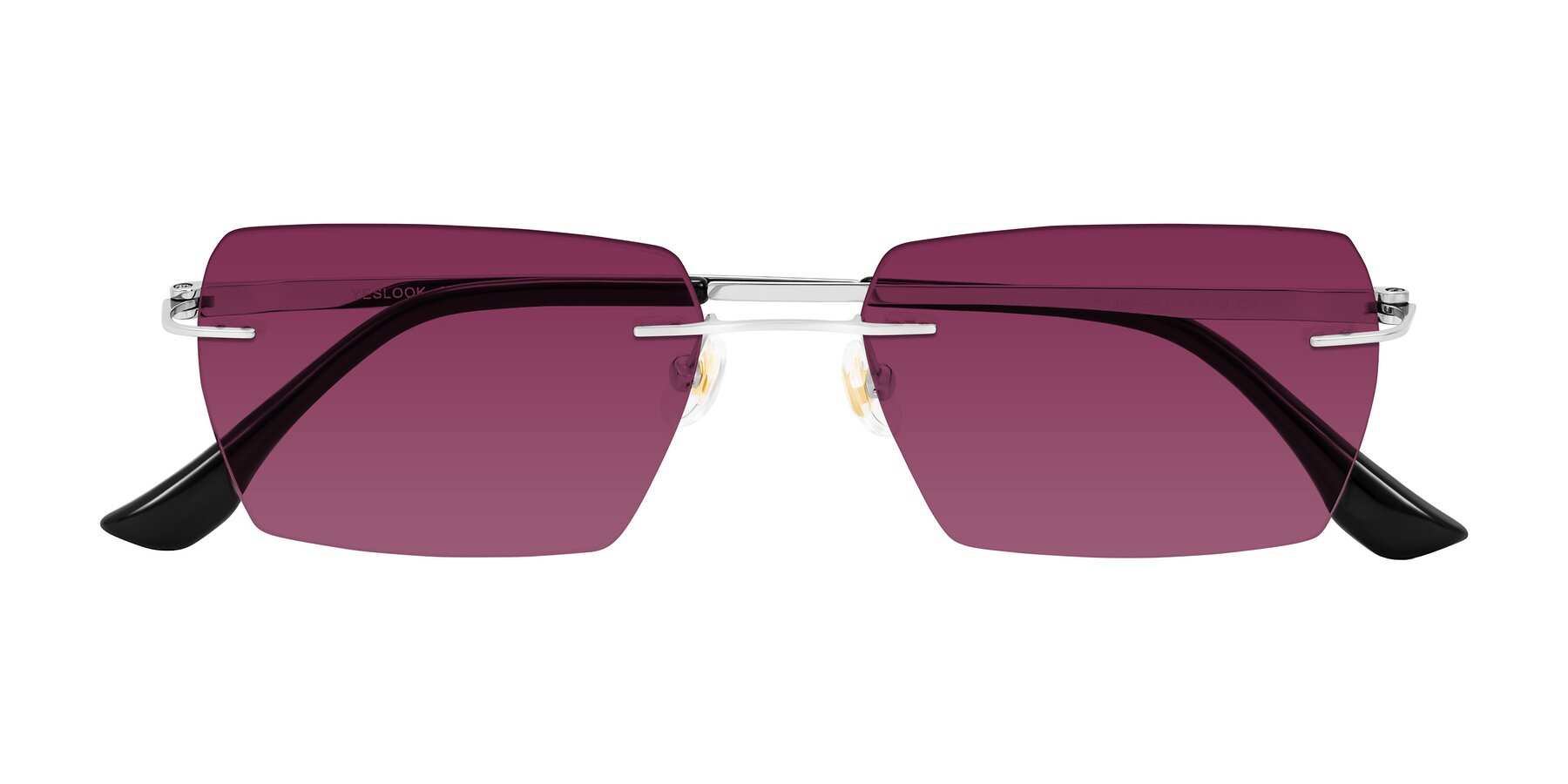 Folded Front of Tranquil in Silver with Wine Tinted Lenses