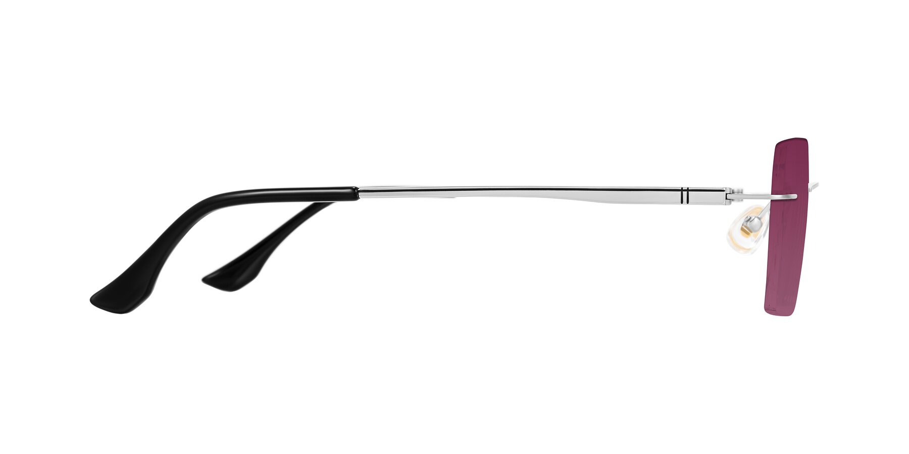 Side of Tranquil in Silver with Wine Tinted Lenses