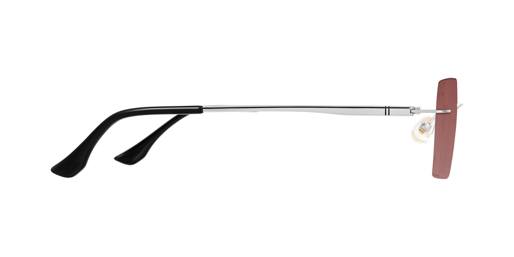 Side of Tranquil in Silver with Garnet Tinted Lenses