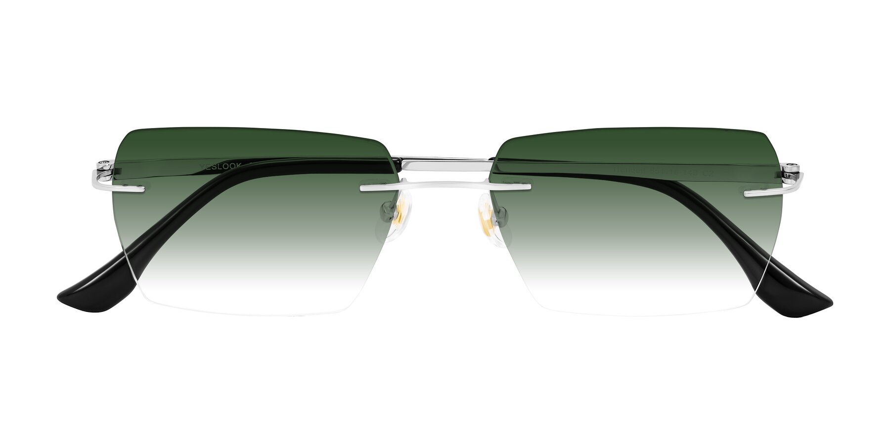 Folded Front of Tranquil in Silver with Green Gradient Lenses