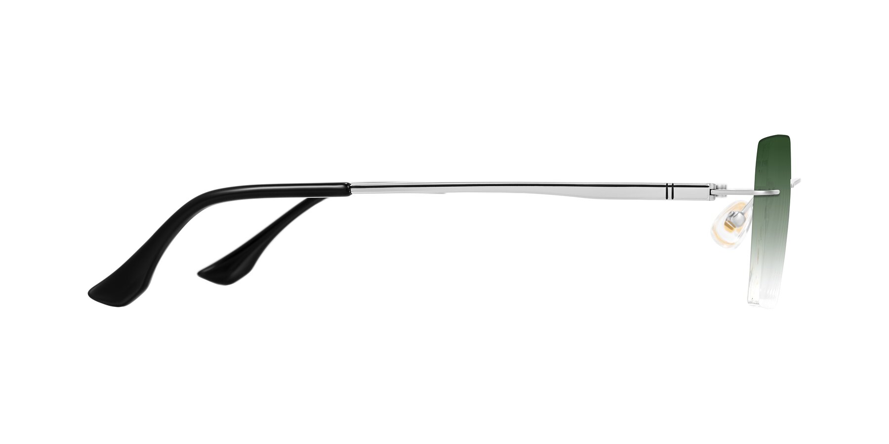 Side of Tranquil in Silver with Green Gradient Lenses