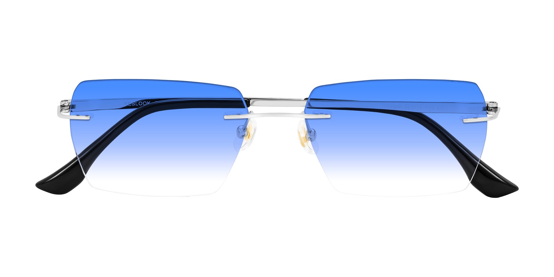 Folded Front of Tranquil in Silver with Blue Gradient Lenses