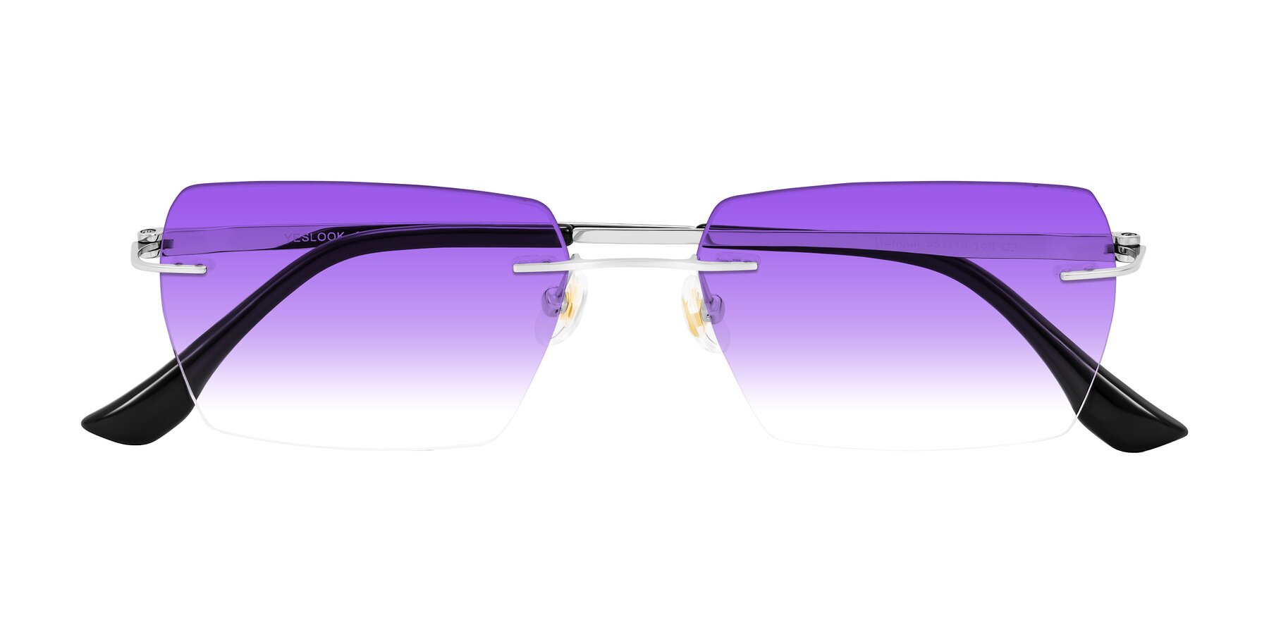 Folded Front of Tranquil in Silver with Purple Gradient Lenses