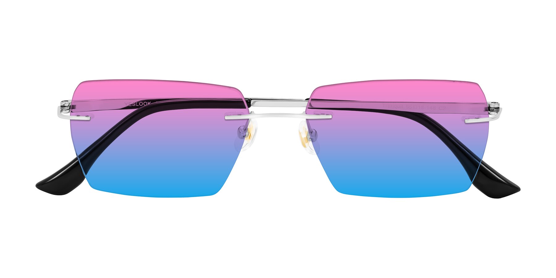 Folded Front of Tranquil in Silver with Pink / Blue Gradient Lenses