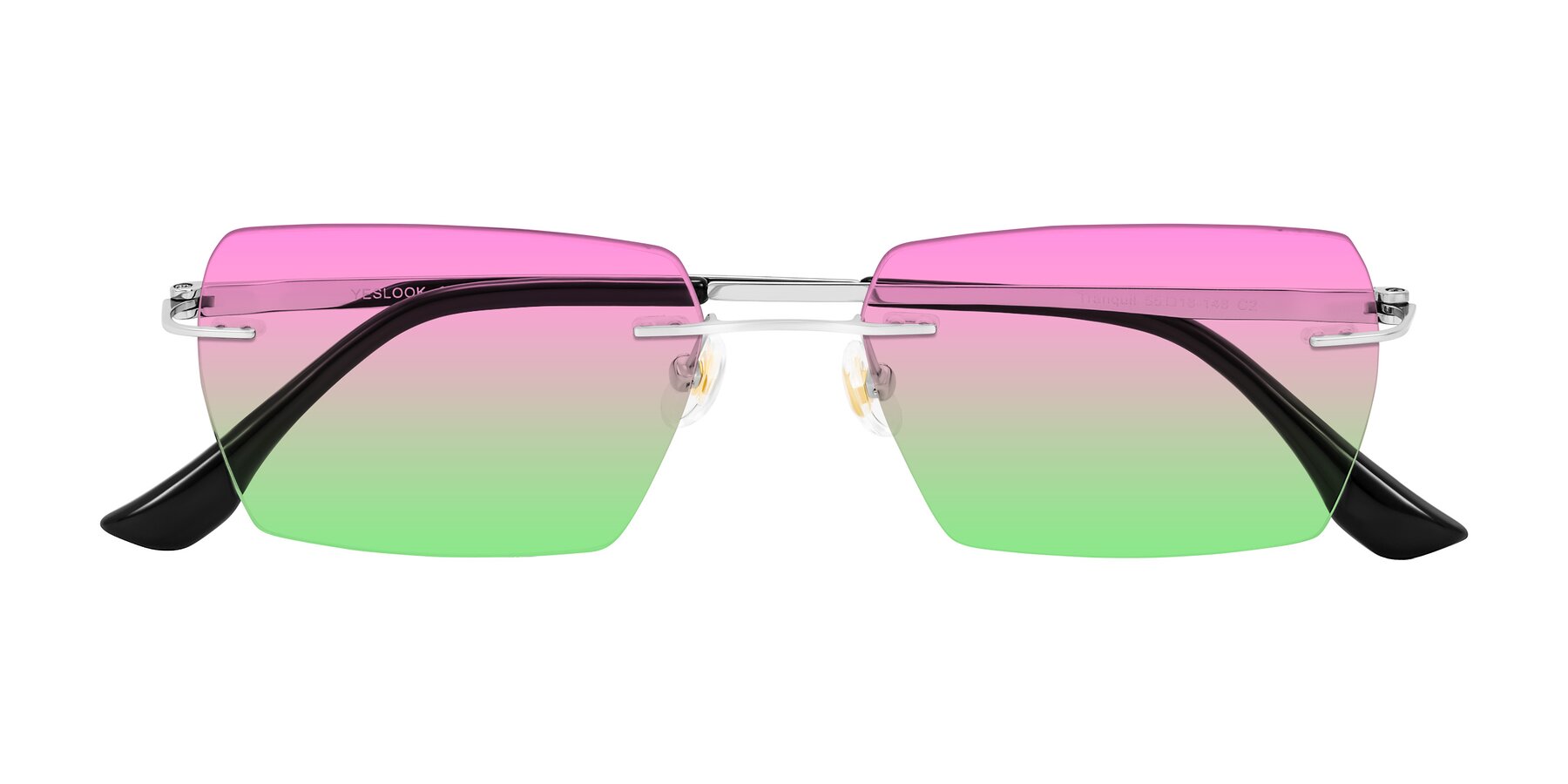 Folded Front of Tranquil in Silver with Pink / Green Gradient Lenses