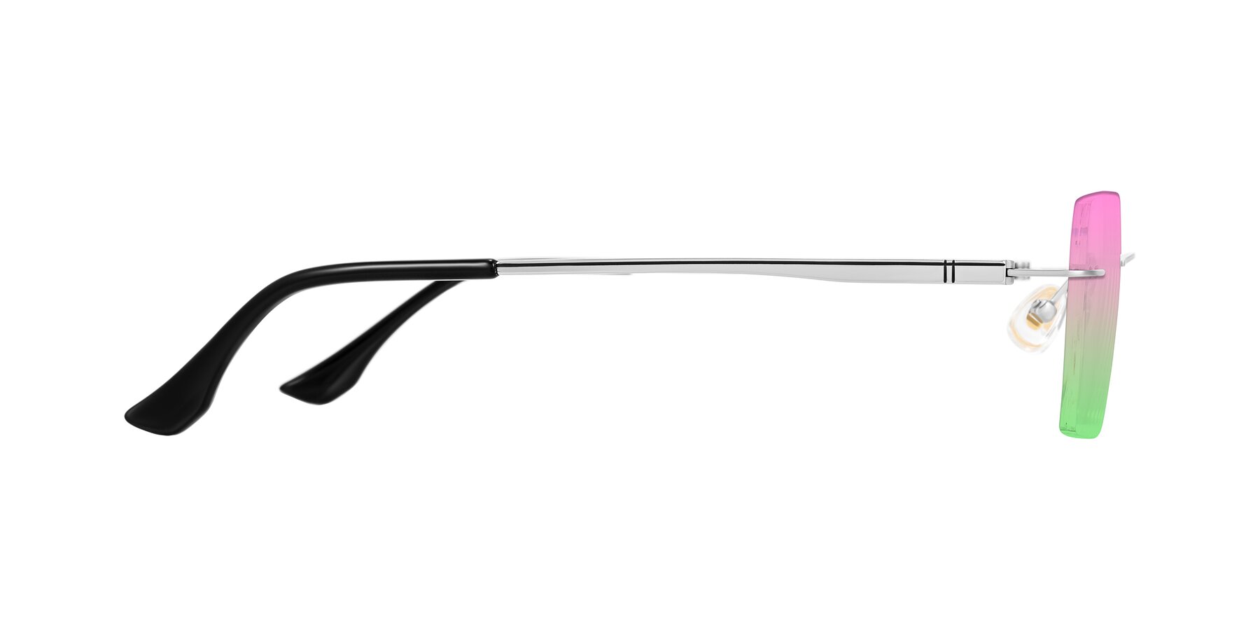 Side of Tranquil in Silver with Pink / Green Gradient Lenses