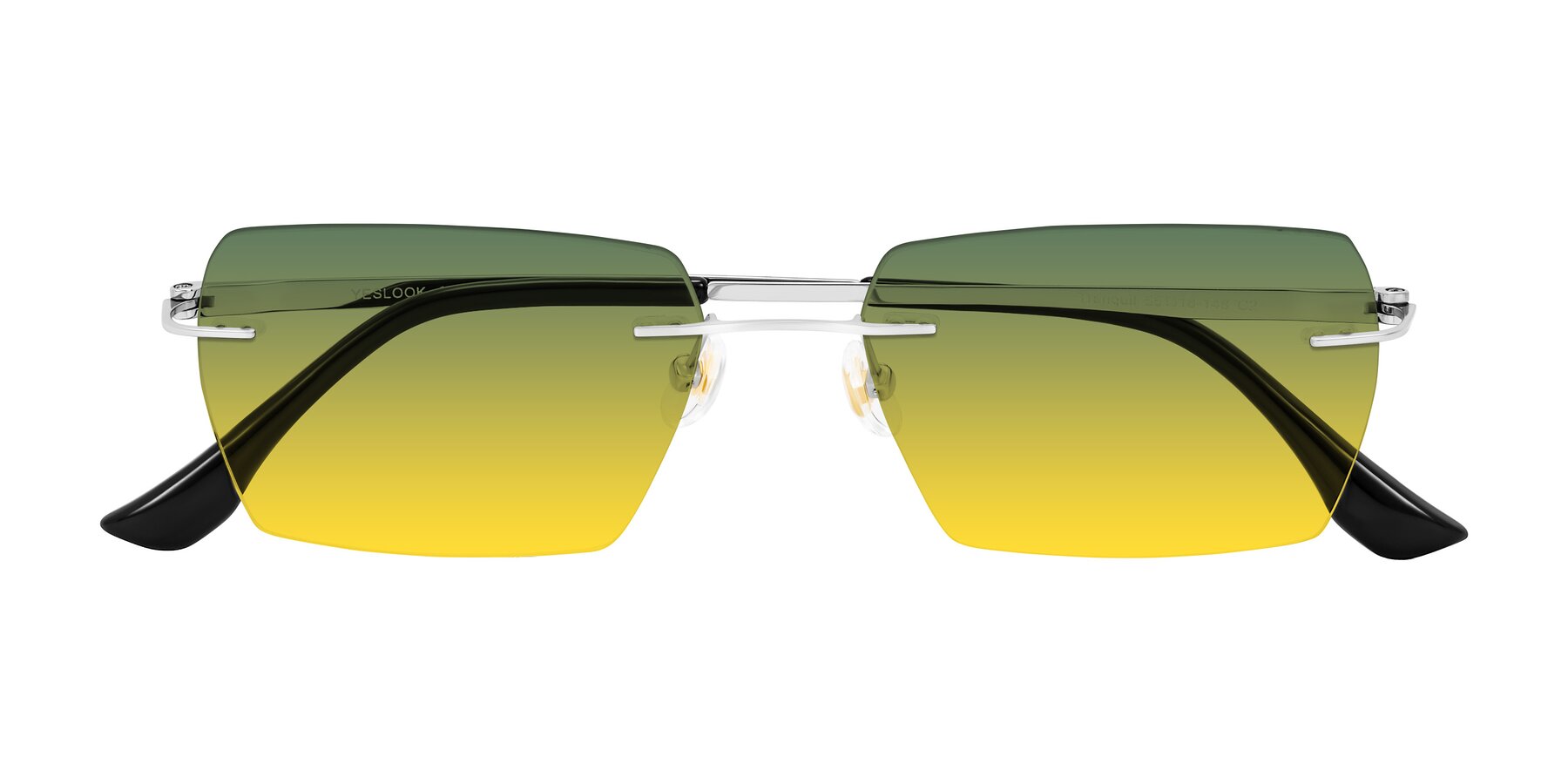Folded Front of Tranquil in Silver with Green / Yellow Gradient Lenses