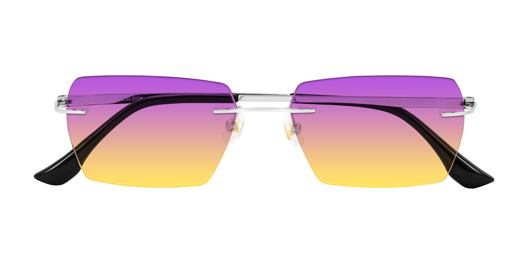 Folded Front of Tranquil in Silver with Purple / Yellow Gradient Lenses