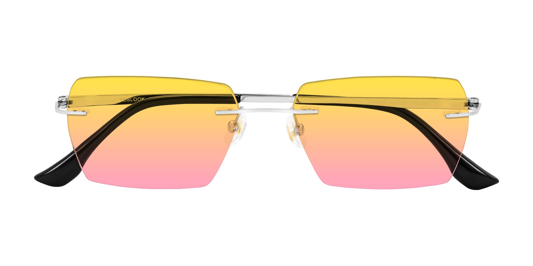 Folded Front of Tranquil in Silver with Yellow / Pink Gradient Lenses