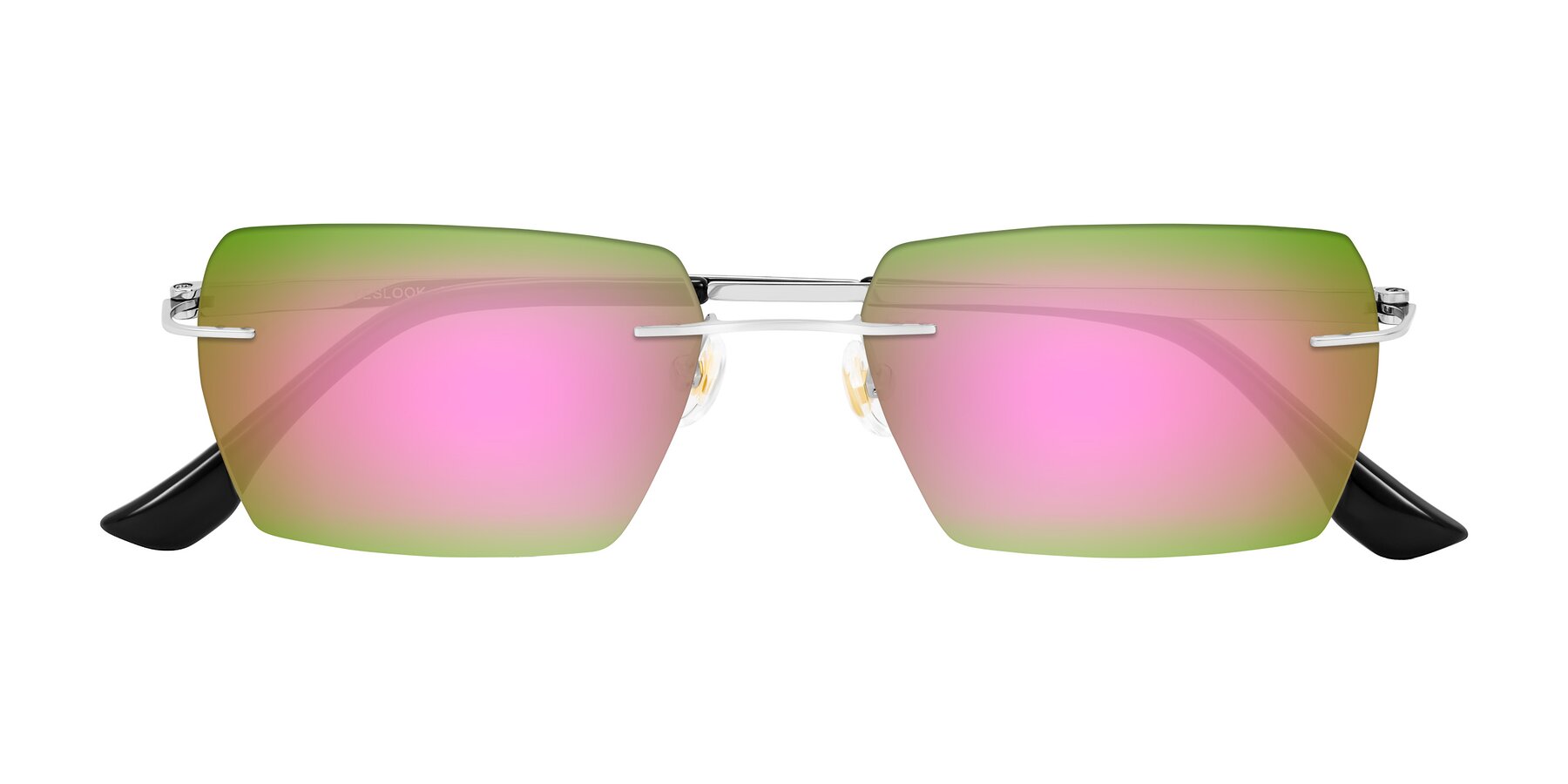 Folded Front of Tranquil in Silver with Pink Mirrored Lenses