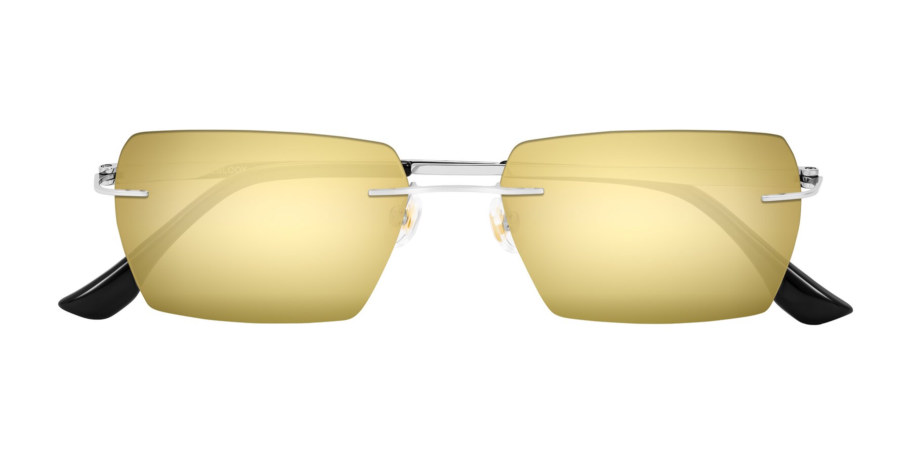 Folded Front of Tranquil in Silver with Gold Mirrored Lenses