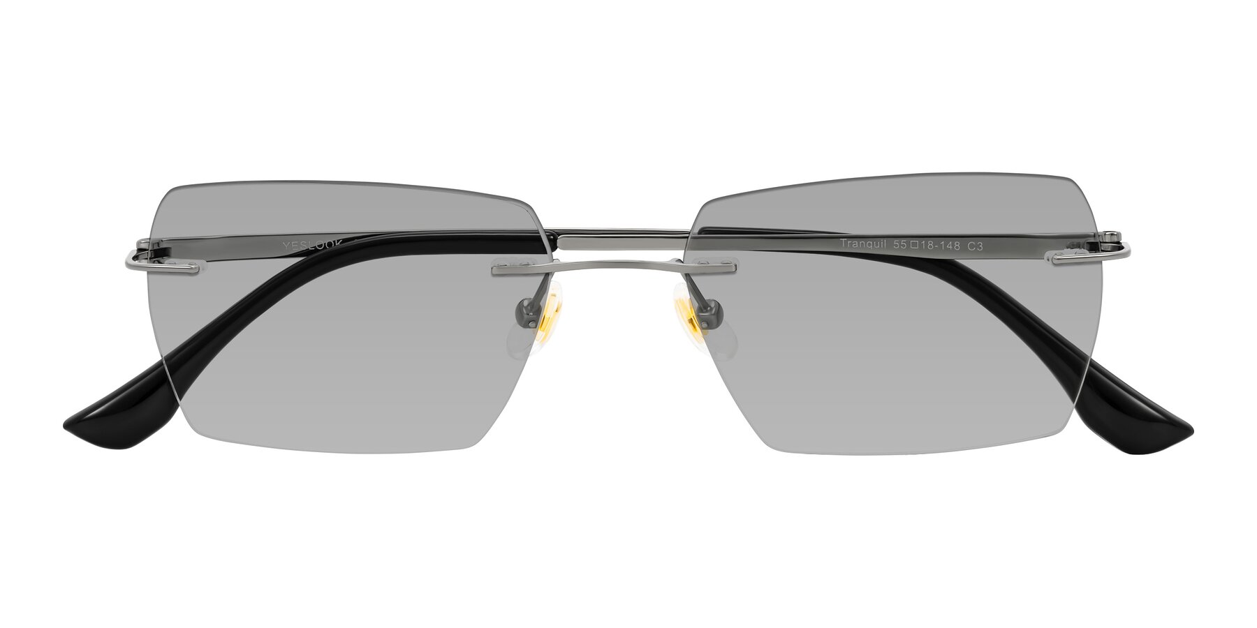 Folded Front of Tranquil in Gunmetal with Light Gray Tinted Lenses