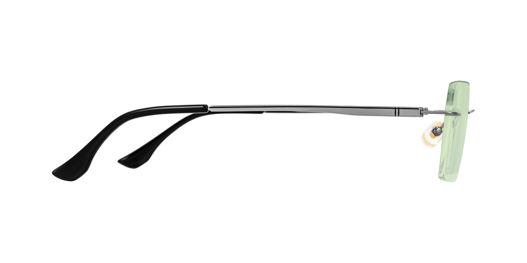 Side of Tranquil in Gunmetal with Light Green Tinted Lenses
