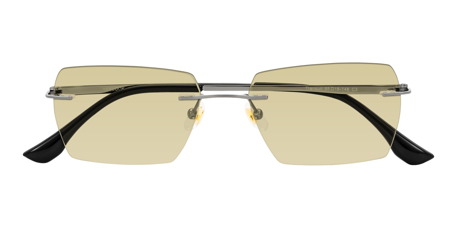 Folded Front of Tranquil in Gunmetal with Light Champagne Tinted Lenses