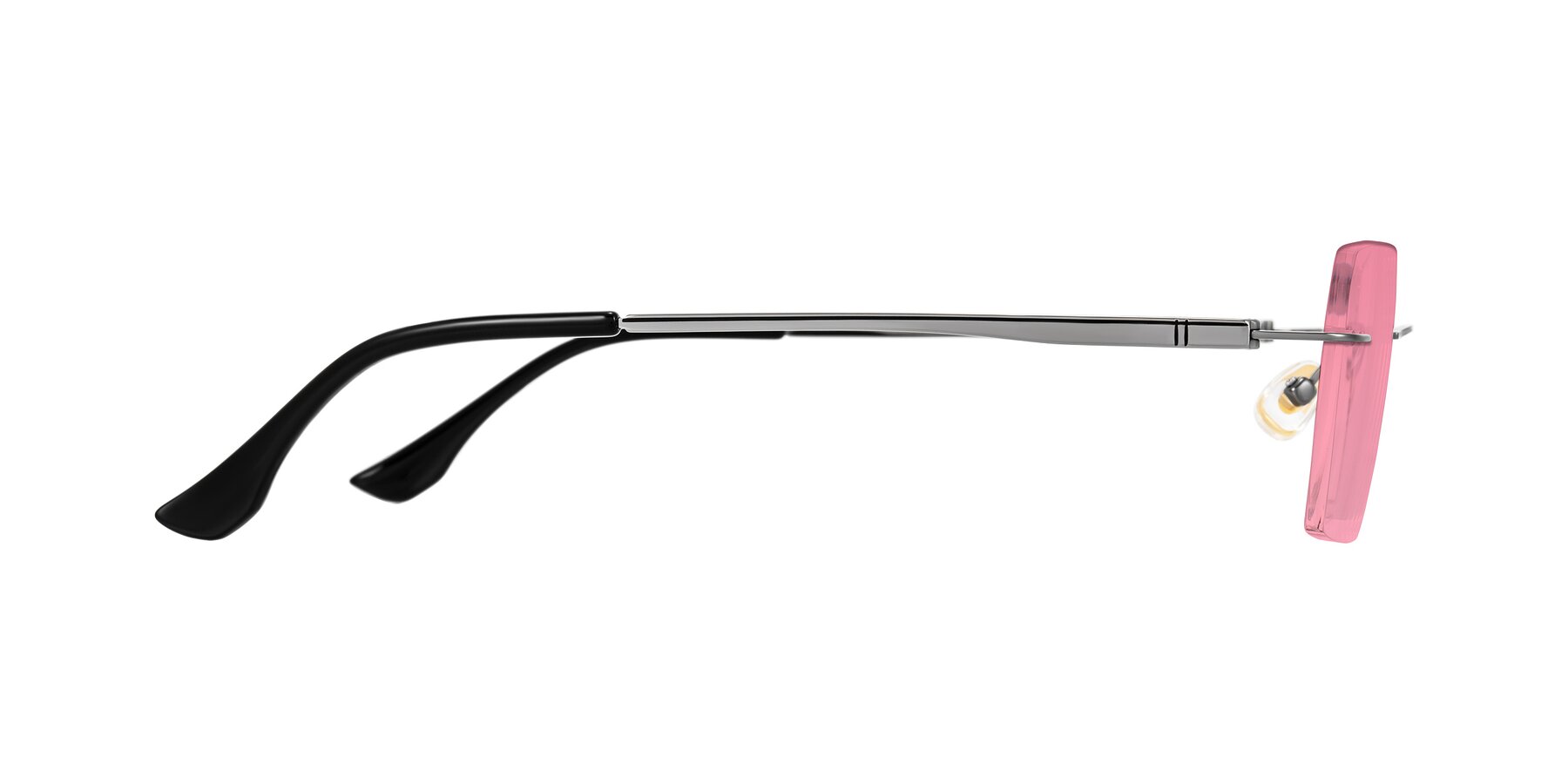 Side of Tranquil in Gunmetal with Pink Tinted Lenses