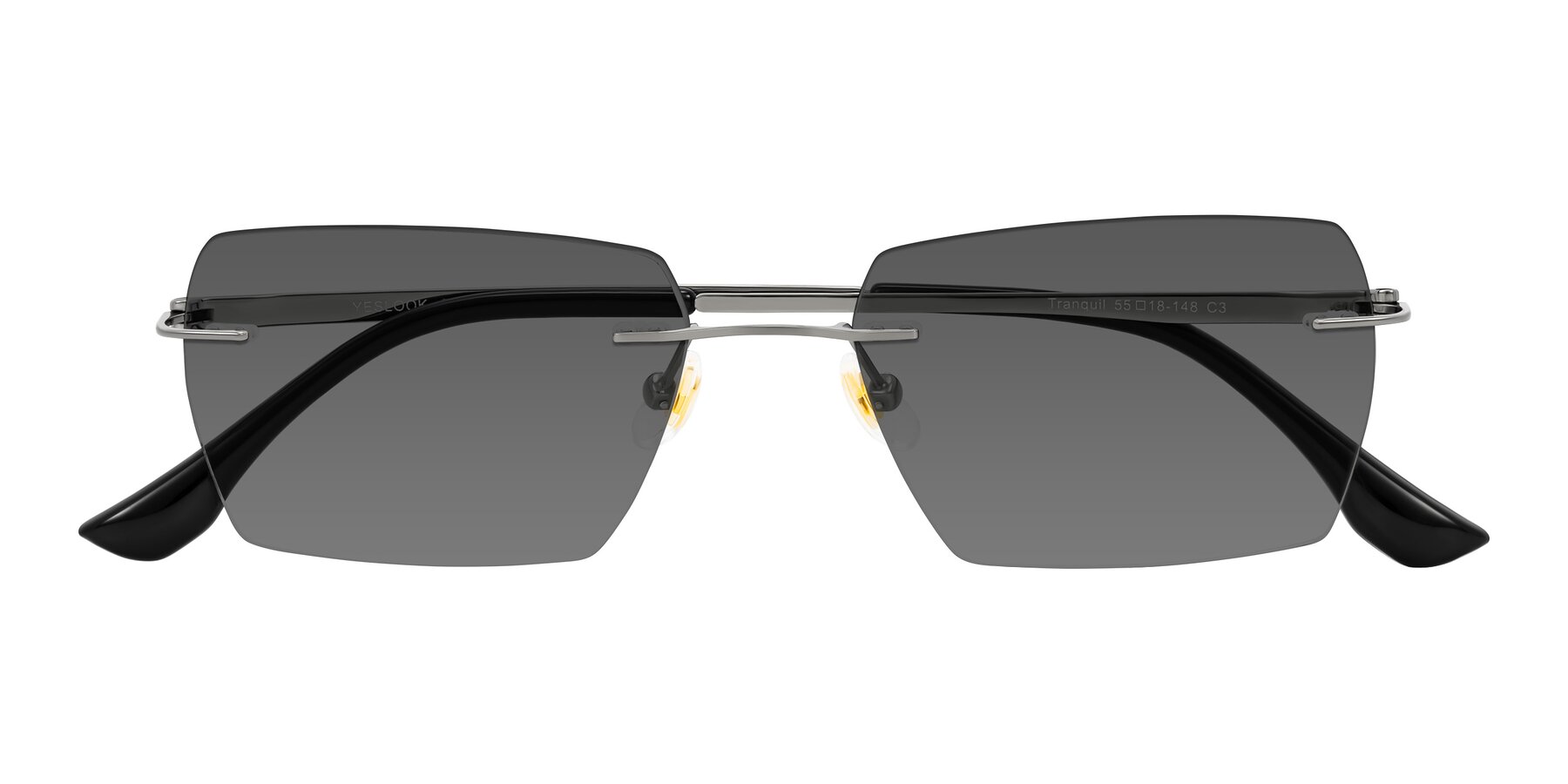 Folded Front of Tranquil in Gunmetal with Medium Gray Tinted Lenses
