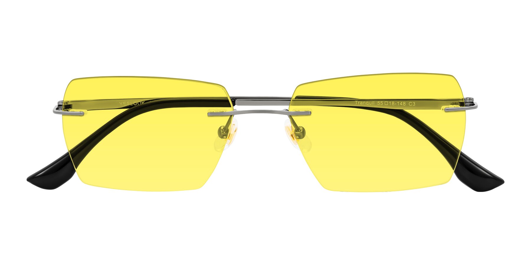 Folded Front of Tranquil in Gunmetal with Medium Yellow Tinted Lenses