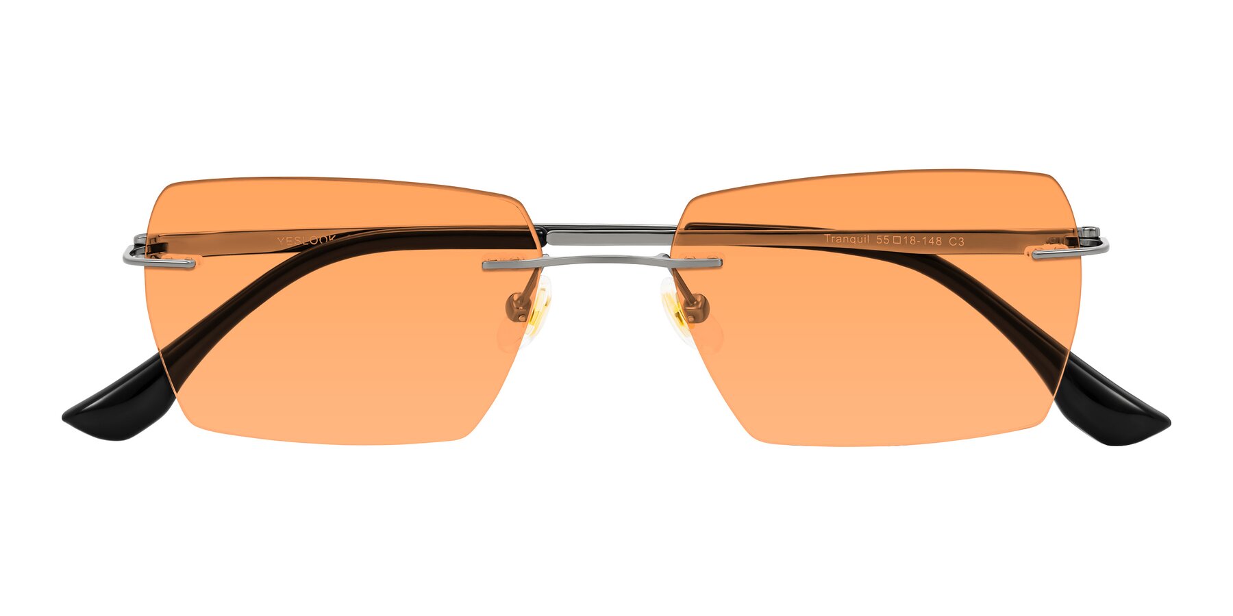 Folded Front of Tranquil in Gunmetal with Medium Orange Tinted Lenses